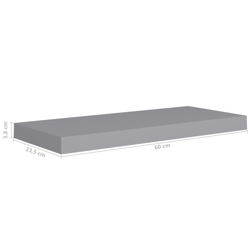 Floating Wall Shelves 4 pcs Grey 60×23.5×3.8 cm MDF