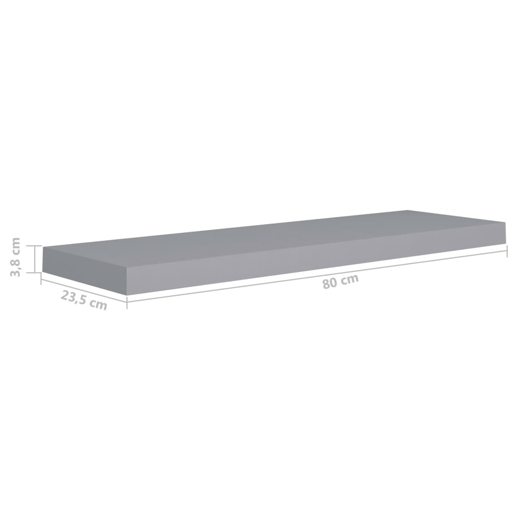 Floating Wall Shelves 2 pcs Grey 80×23.5×3.8 cm MDF
