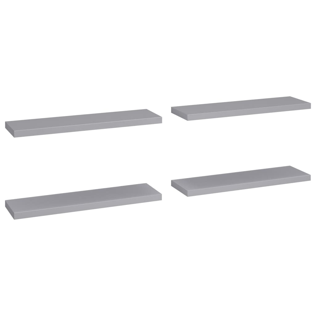 Floating Wall Shelves 4 pcs Grey 90×23.5×3.8 cm MDF