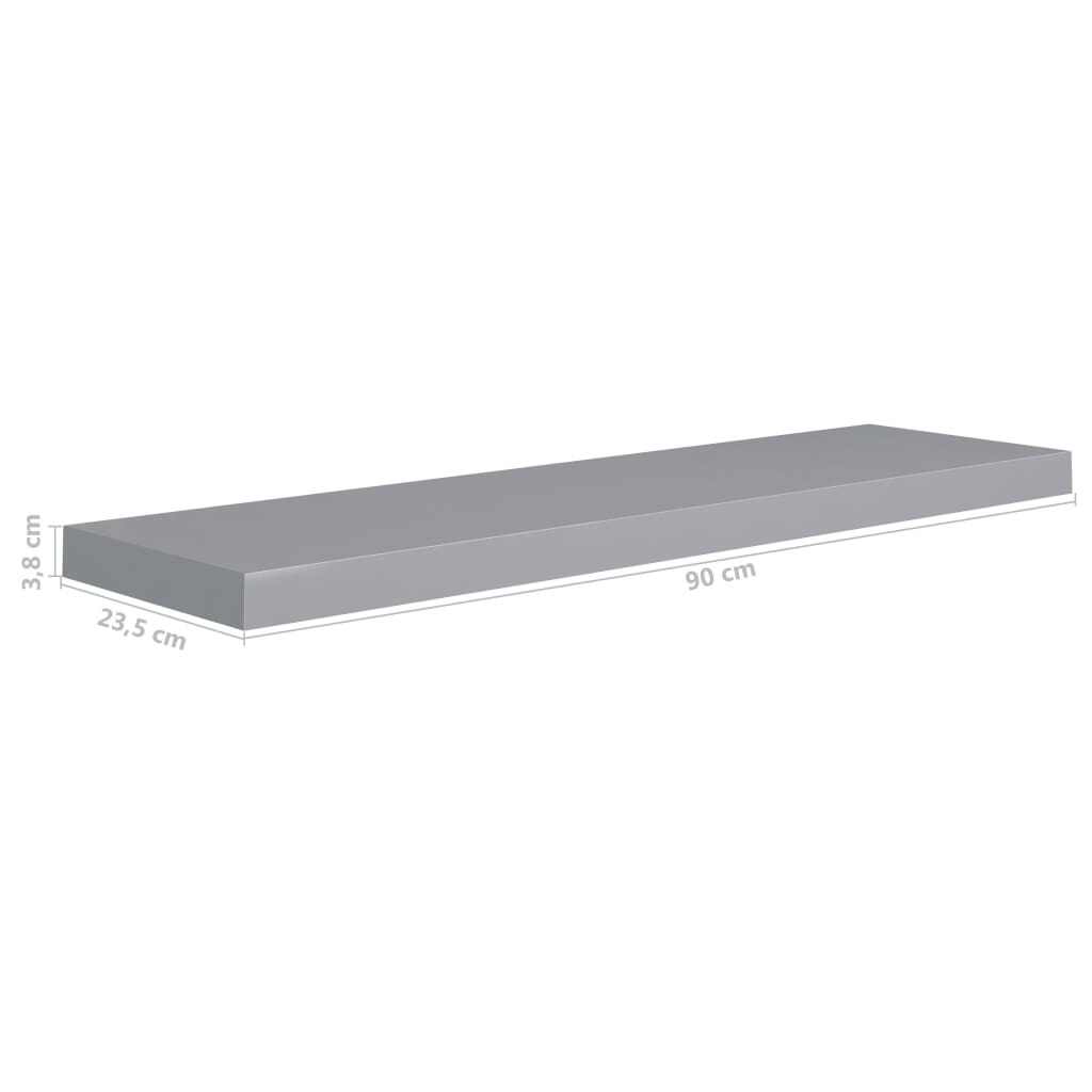 Floating Wall Shelves 4 pcs Grey 90×23.5×3.8 cm MDF