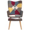 Relaxing Chair with a Stool Patchwork Fabric