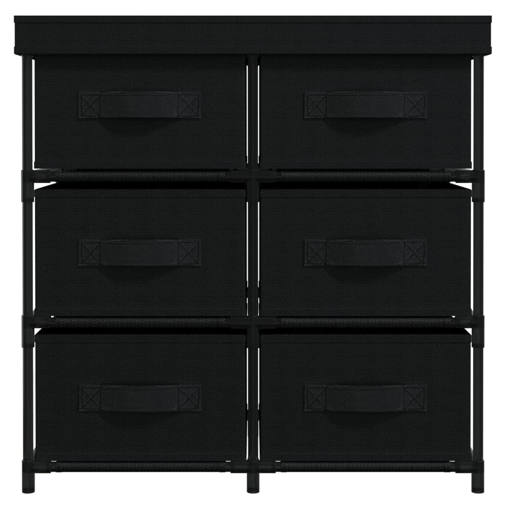 Storage Cabinet with 6 Drawers 55x29x55 cm Black Steel