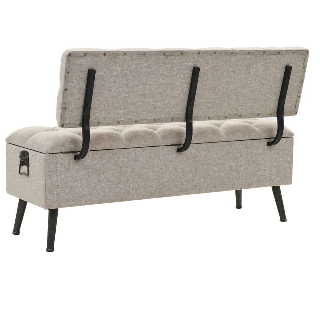 Storage Bench with Backrest 110 cm Cream Fabric