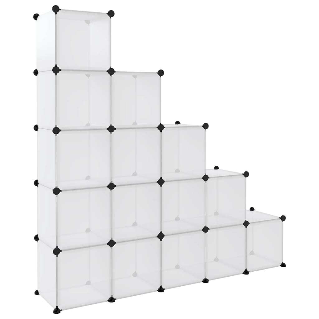 Storage Cube Organiser with 15 Cubes Transparent PP