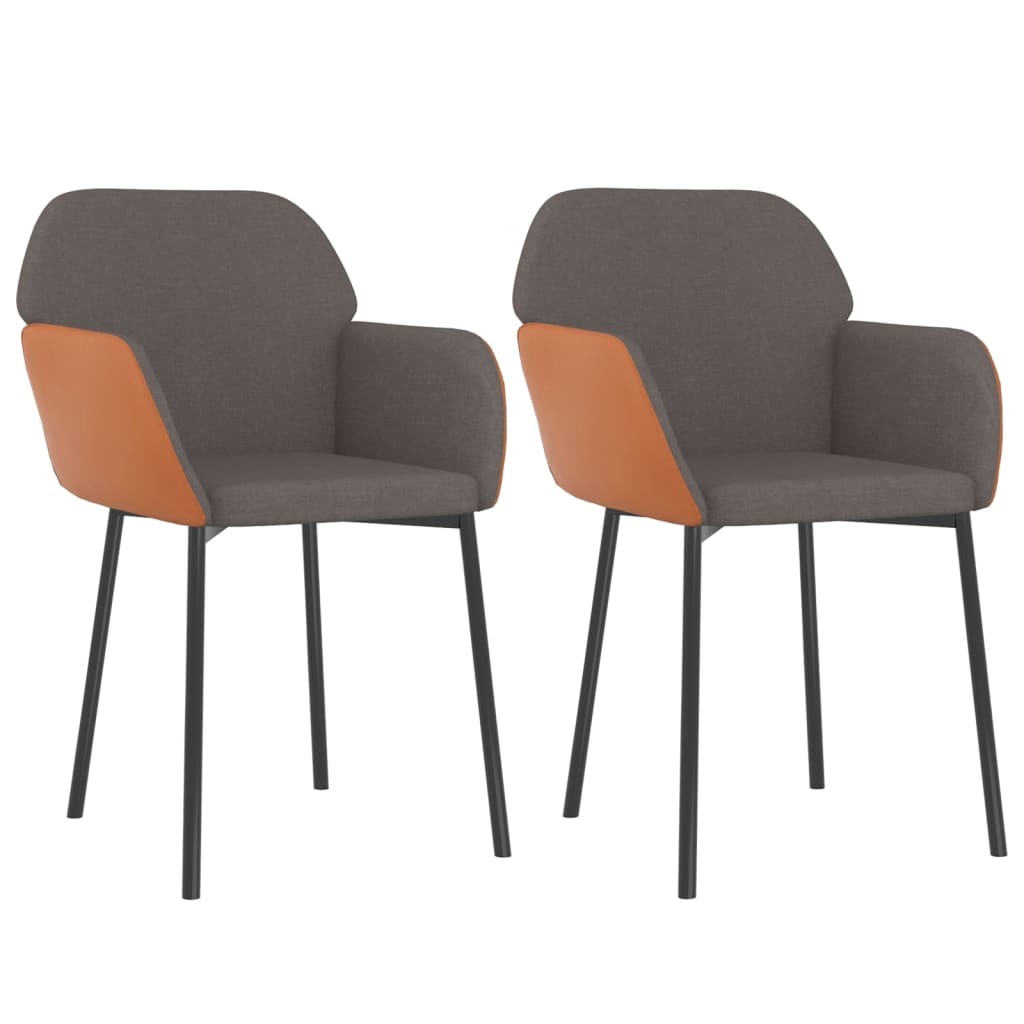 Dining Chairs 2 pcs Dark Grey Fabric and Faux Leather