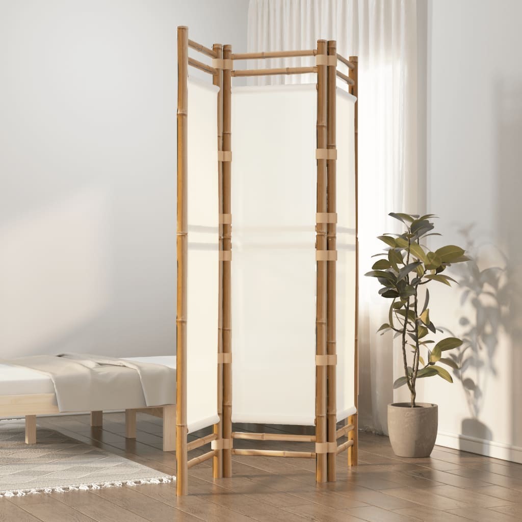 Cumbernauld Folding 3-Panel Room Divider 120 cm Bamboo and Canvas