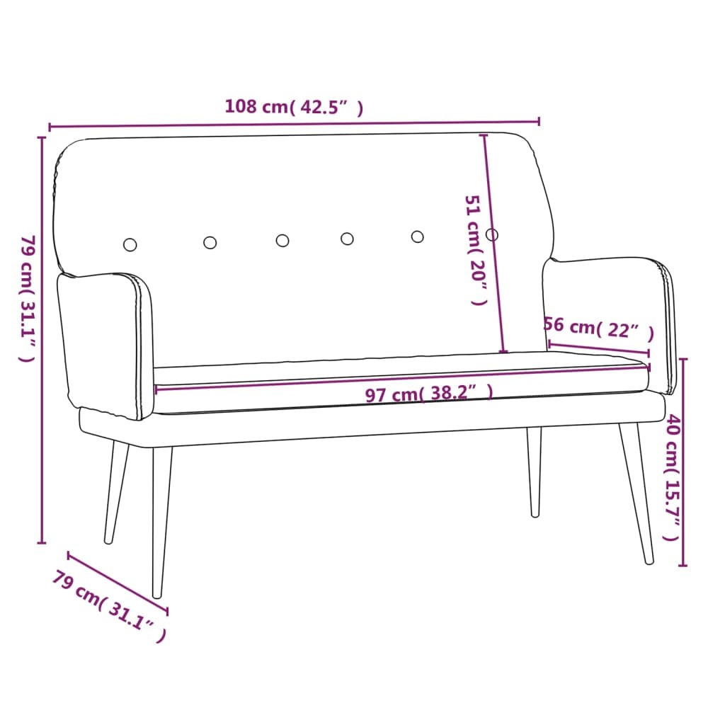 Bench Light Grey 108x79x79 cm Velvet