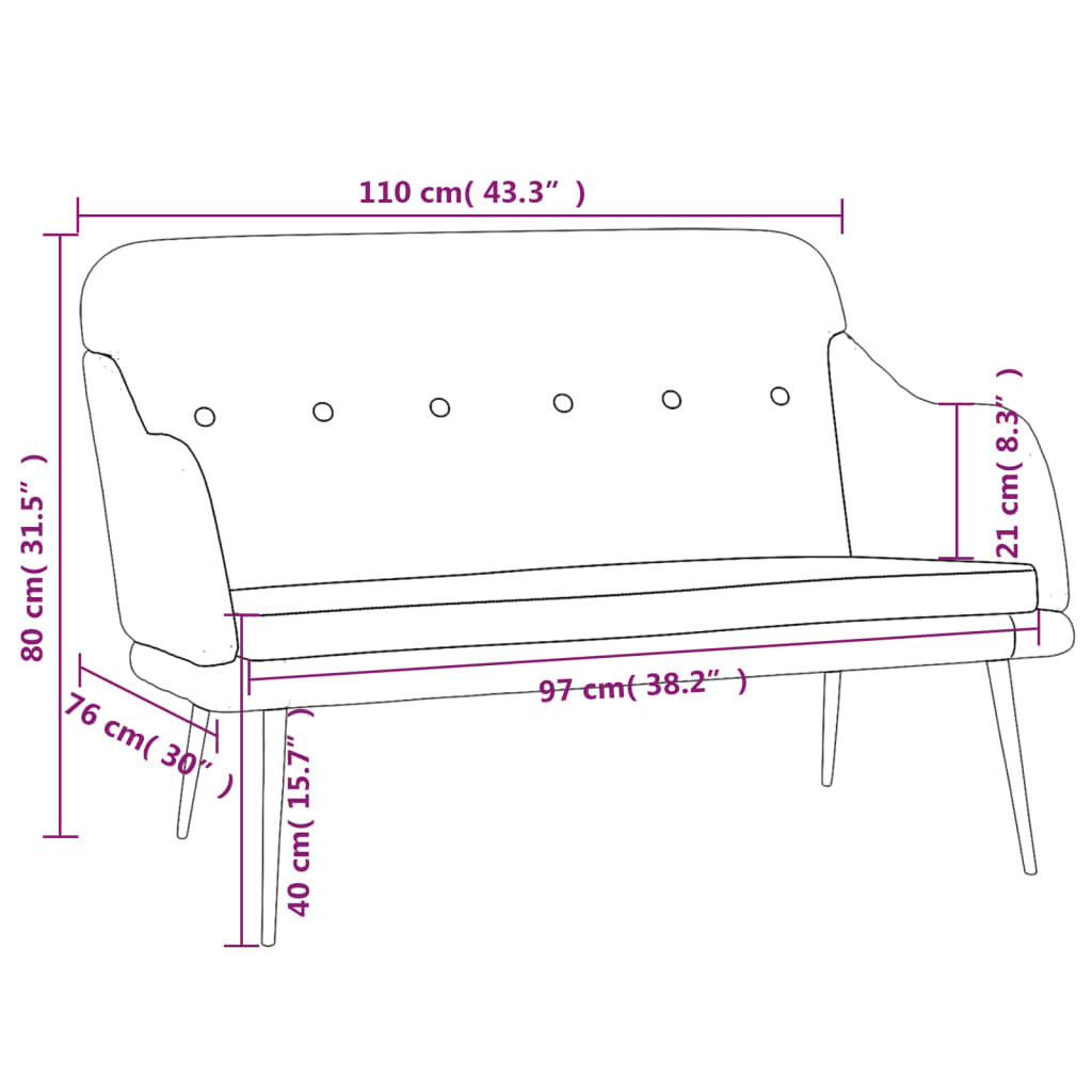 Bench Light Grey 110x76x80 cm Fabric