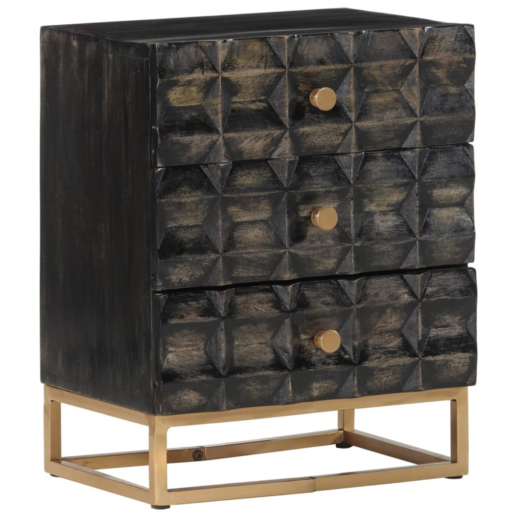 Bedside Cabinet Black 40x29x50 cm Solid Wood Mango