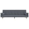 Sofa Bed with Cushions Dark Grey Velvet