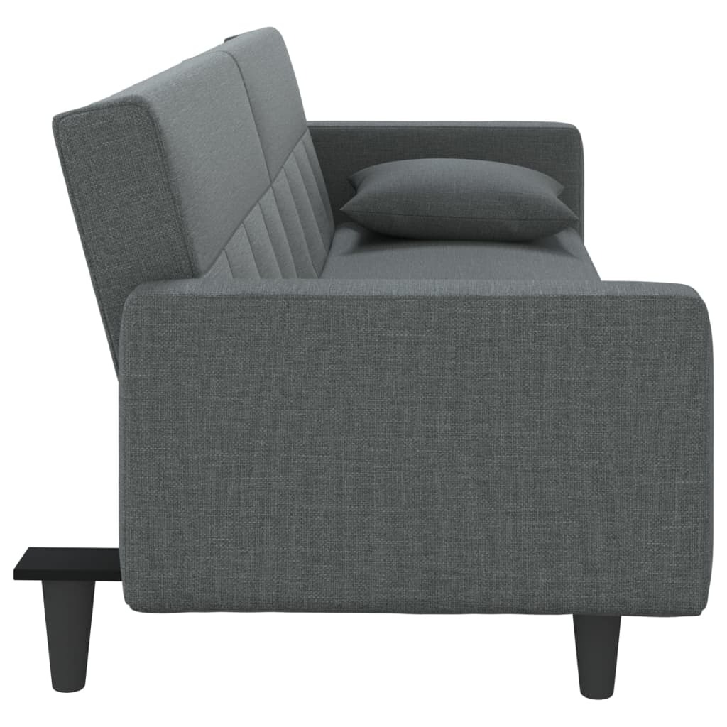 Sofa Bed with Cushions Dark Grey Fabric