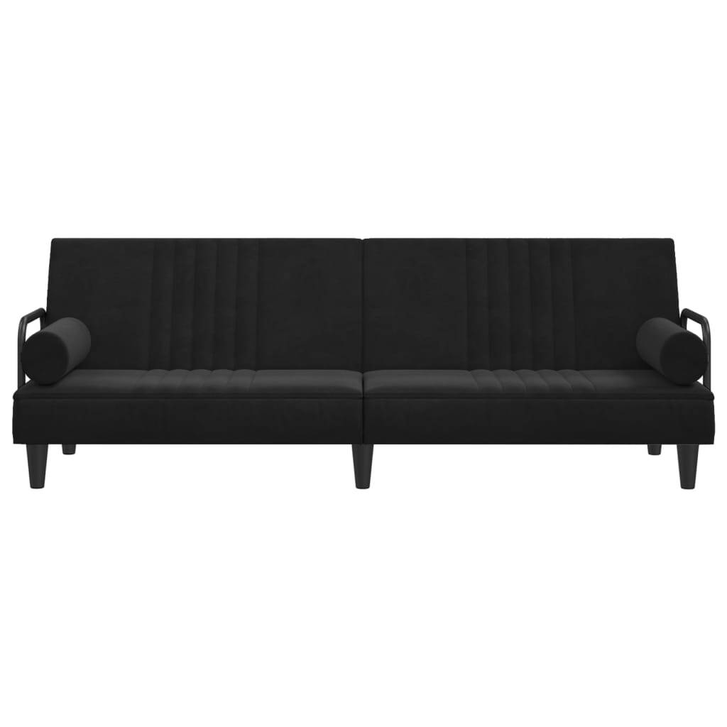 Sofa Bed with Armrests Black Velvet