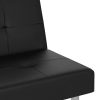 Sofa Bed with Cup Holders Black Faux Leather