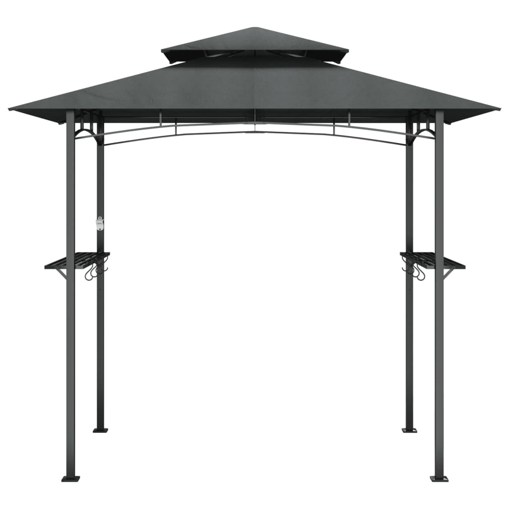 BBQ Gazebo with Side Shelves Anthracite 240x150x243 cm Steel