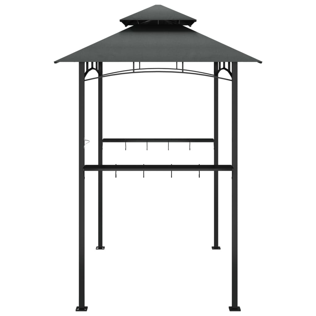 BBQ Gazebo with Side Shelves Anthracite 240x150x243 cm Steel