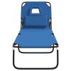 Folding Sun Lounger Blue Oxford Fabric and Powder-coated Steel