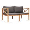Garden Bench with Grey Cushions Solid Wood Teak