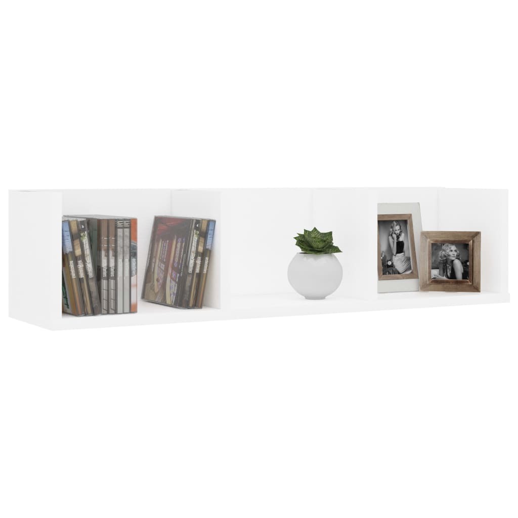 CD Wall Shelf White 75x18x18 cm Engineered Wood