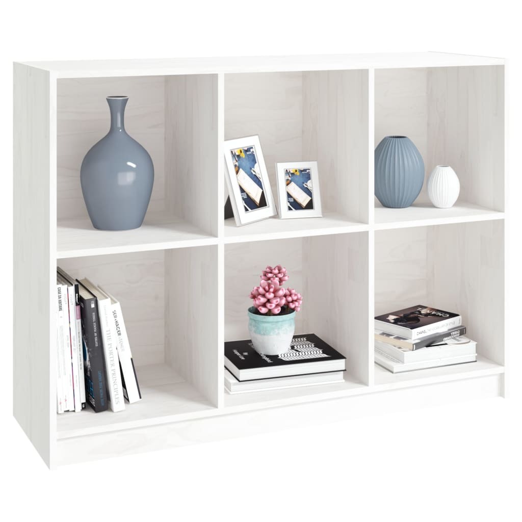 Book Cabinet White 104x33x76 cm Solid Pinewood