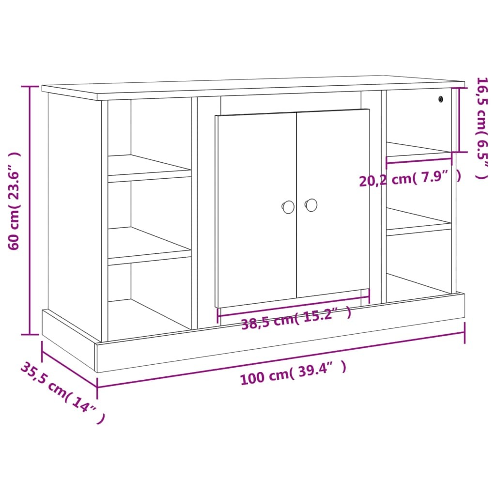 Sideboard White 100×35.5×60 cm Engineered Wood