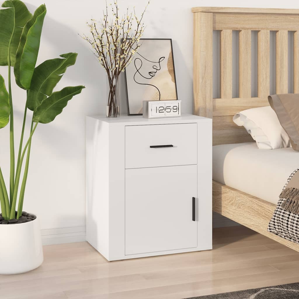 Euless Bedside Cabinet White 50x36x60 cm Engineered Wood