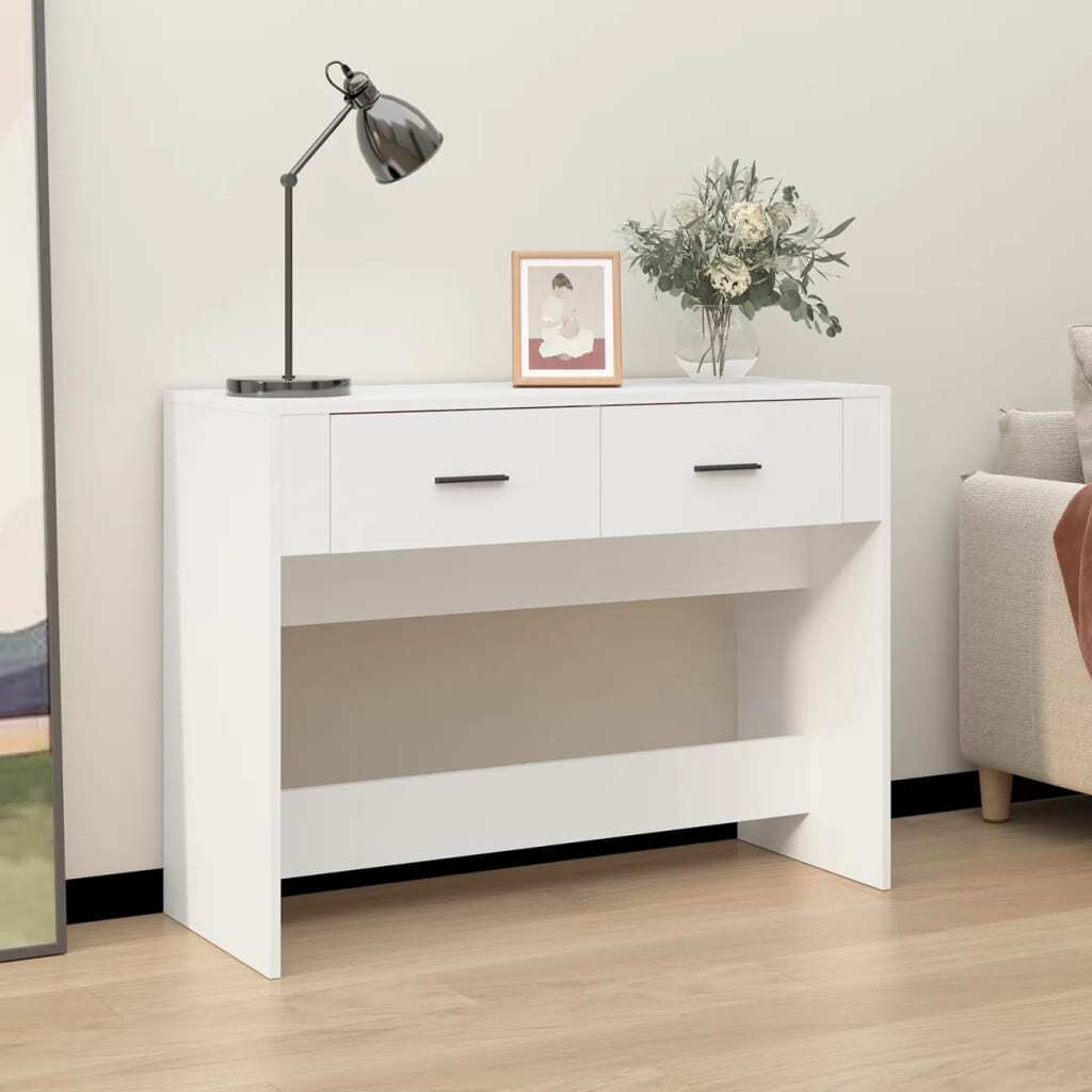 Console Table White 100x39x75 cm Engineered Wood