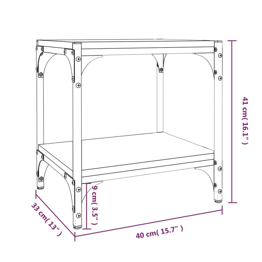 Elsmere TV Cabinet Black 40x33x41 cm Engineered Wood and Steel