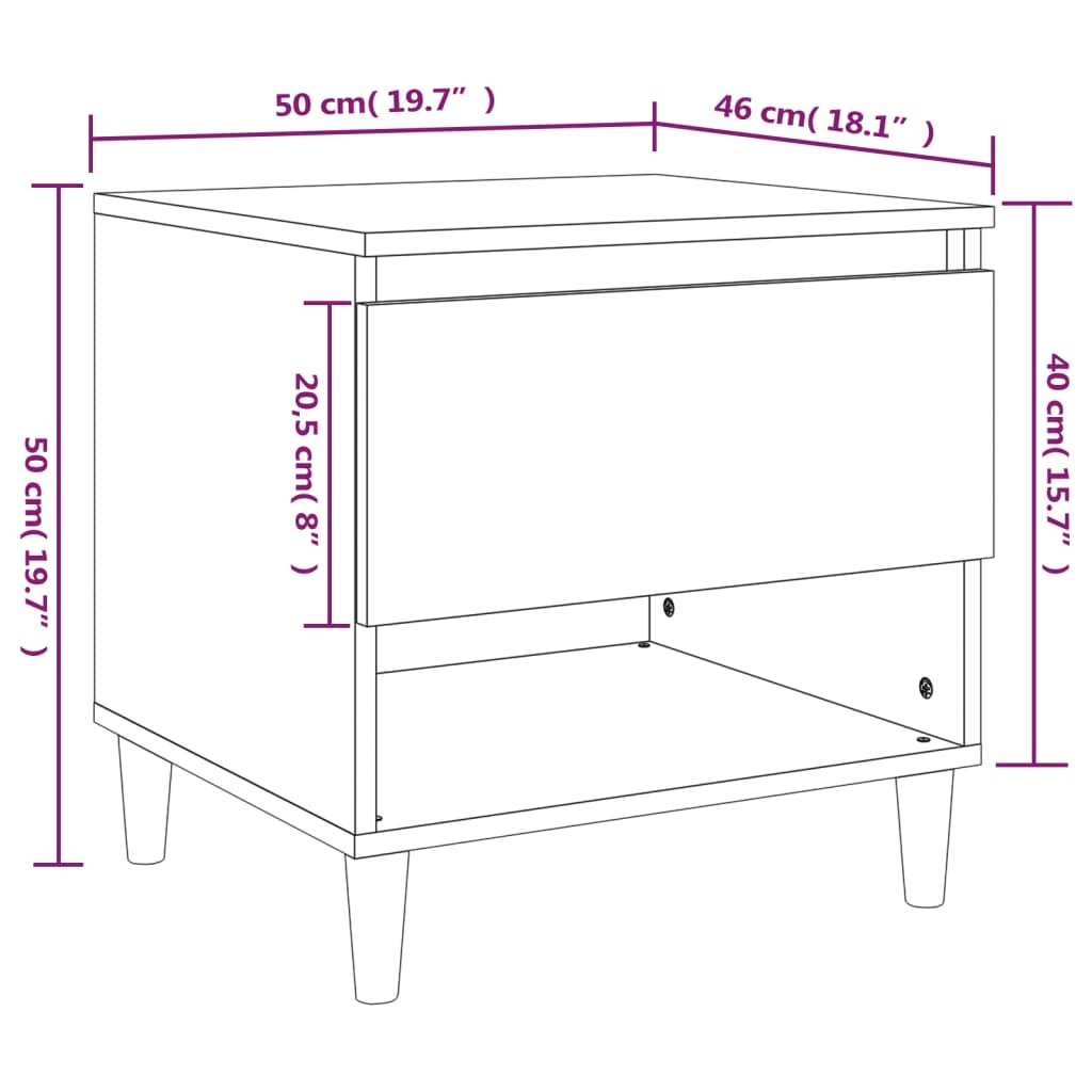 Halesowen Bedside Table White 50x46x50 cm Engineered Wood