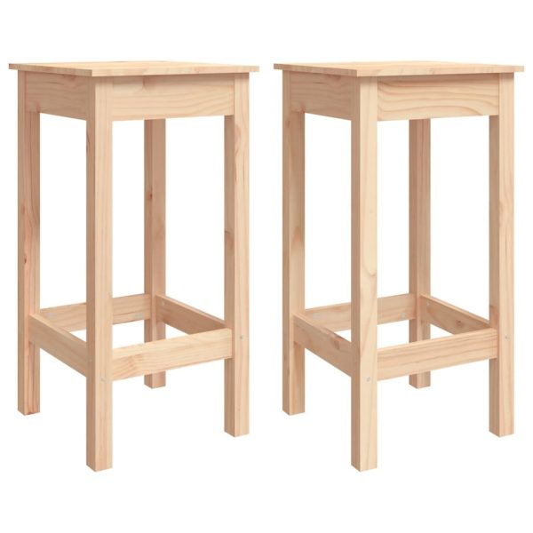 Bar Chairs 2 pcs Solid Wood Pine
