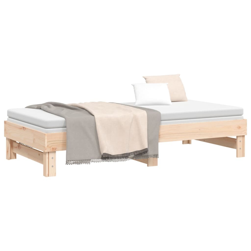 Pull-out Day Bed 2x(92×187) cm Solid Wood Pine