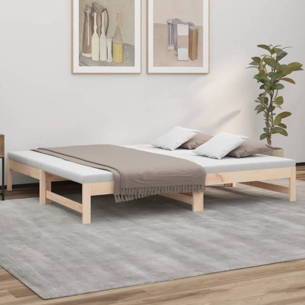 Pull-out Day Bed 2x(92×187) cm Solid Pine Wood