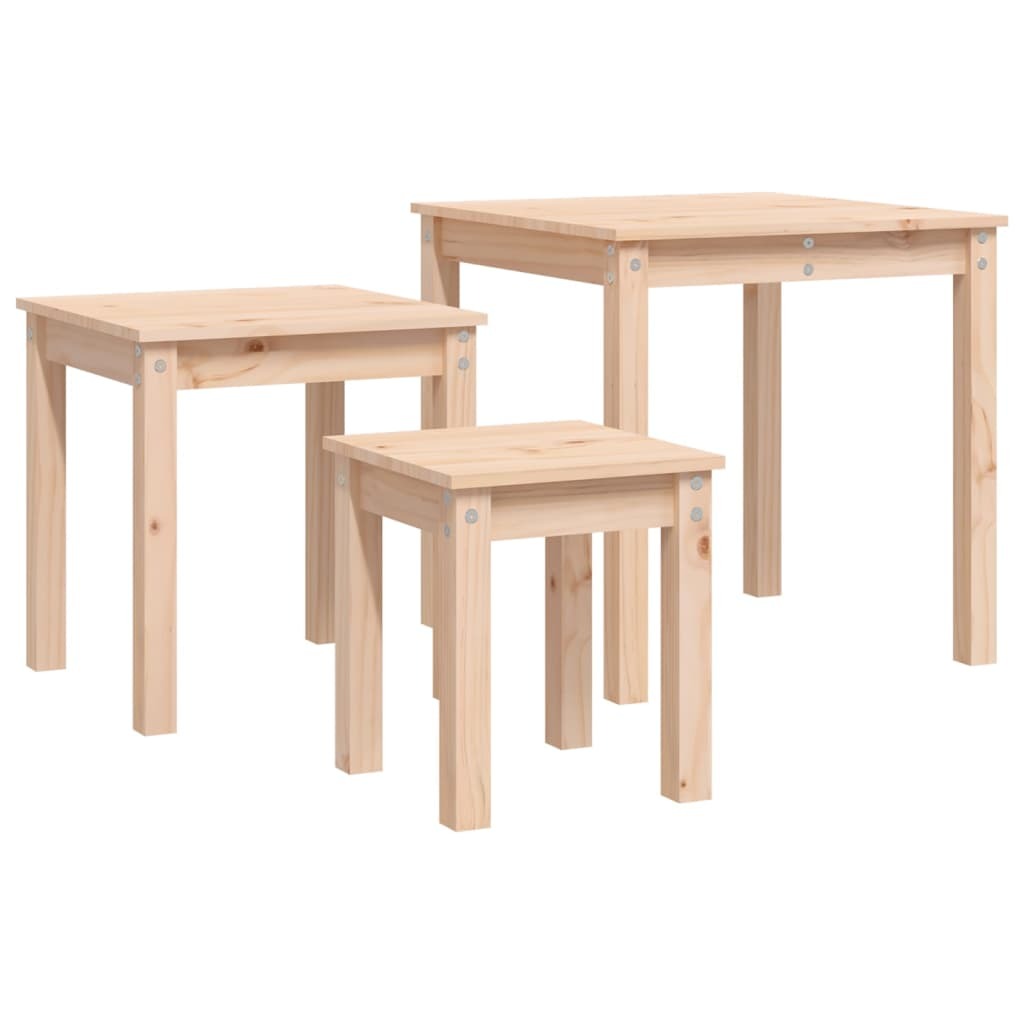 Nesting Tables 3 pcs Solid Wood Pine