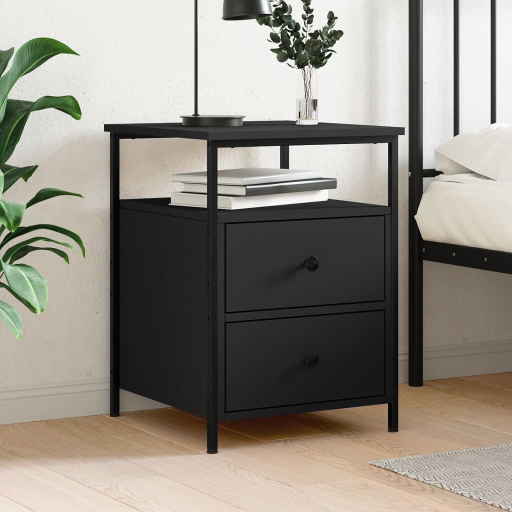 Bedside Cabinet Black 44x45x60 cm Engineered Wood