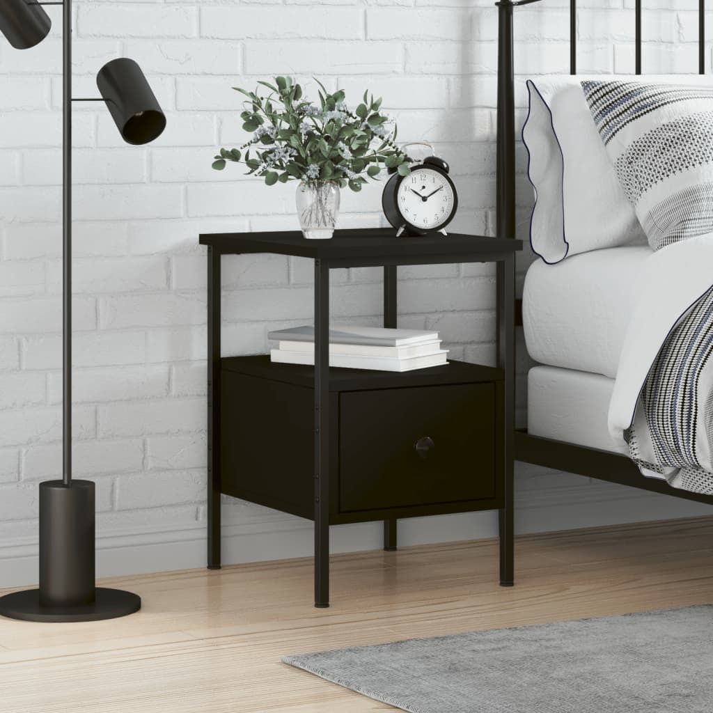 Bedside Cabinet Black 34x36x50 cm Engineered Wood