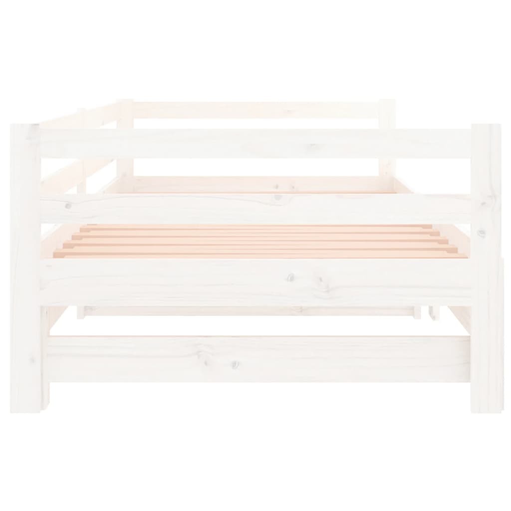 Pull-out Day Bed White 2x(90×190) cm Solid Wood Pine