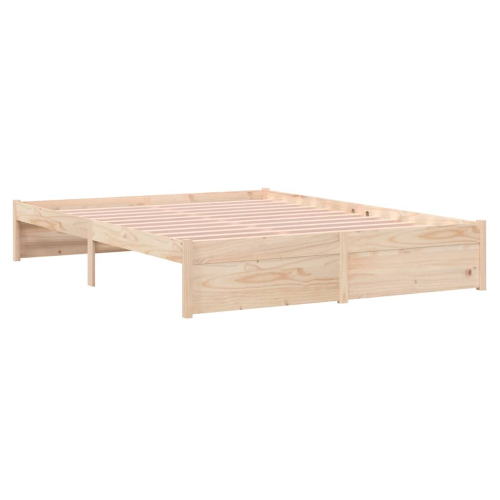 Bed Frame 137×187 cm Double Solid Wood Pine