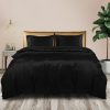 Silky Satin Quilt Cover Set Bedspread Pillowcases Summer Double Black