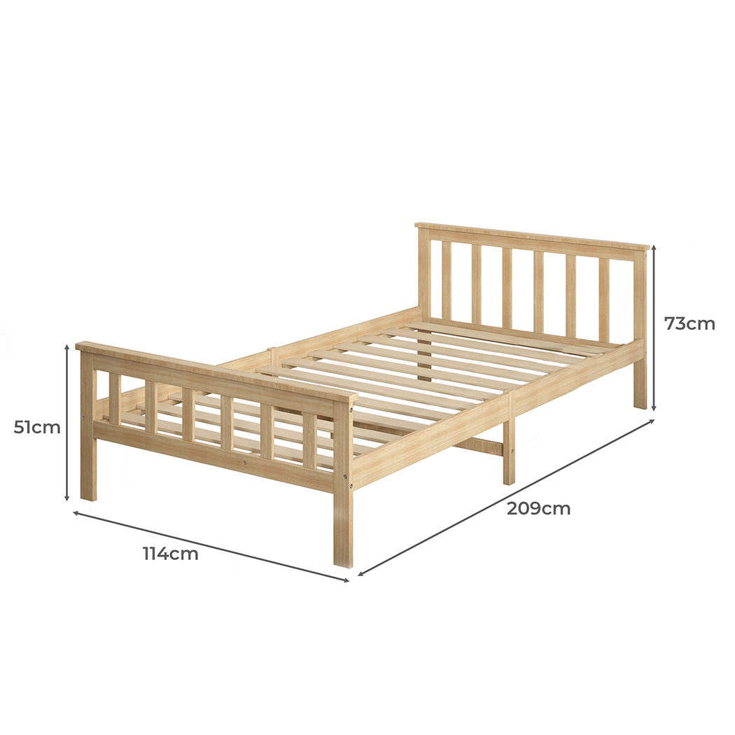 Parnaroo Wooden Bed Frame King Single Size Mattress Base Solid Pine Wood Natural