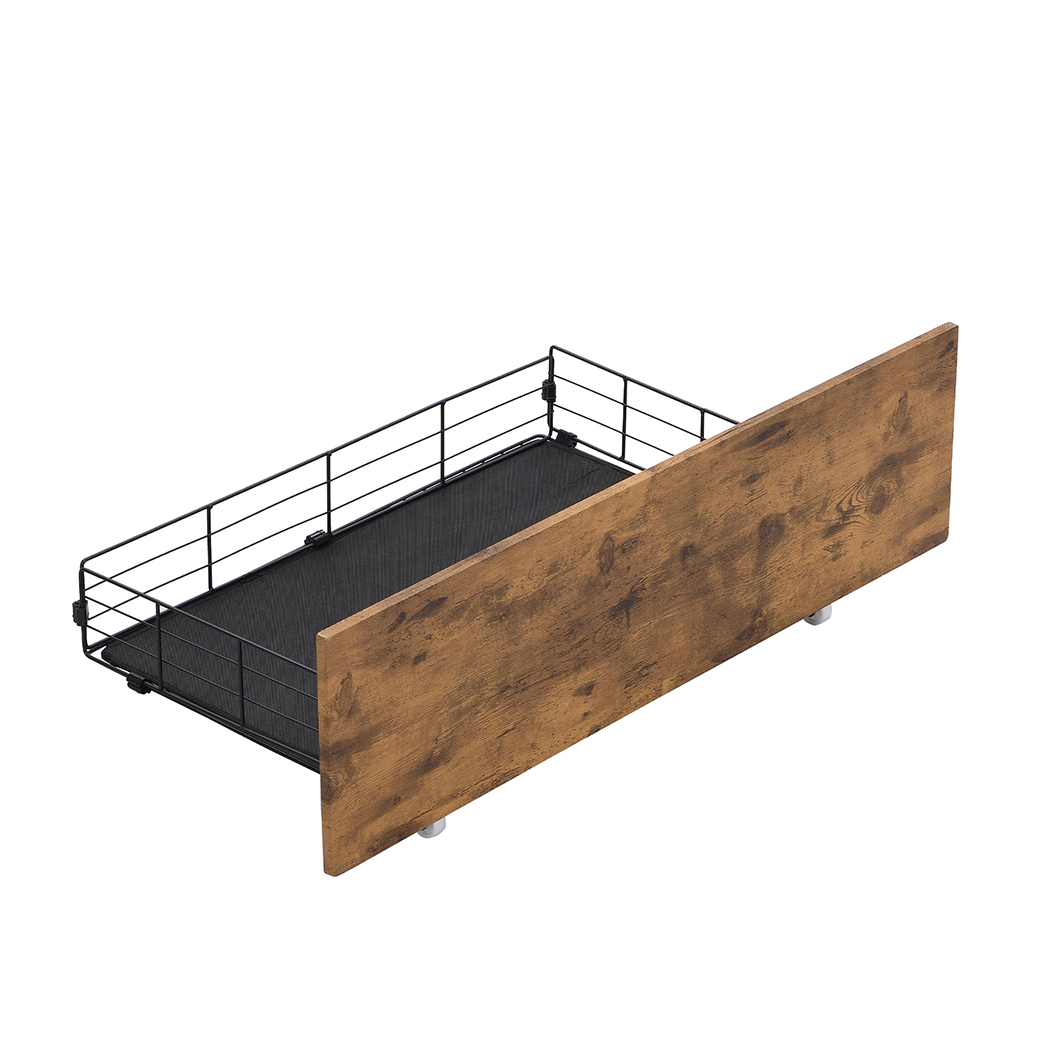 4 Double Bed Frame Storage Drawers Metal Wooden Wood Bonus Bottom Mat