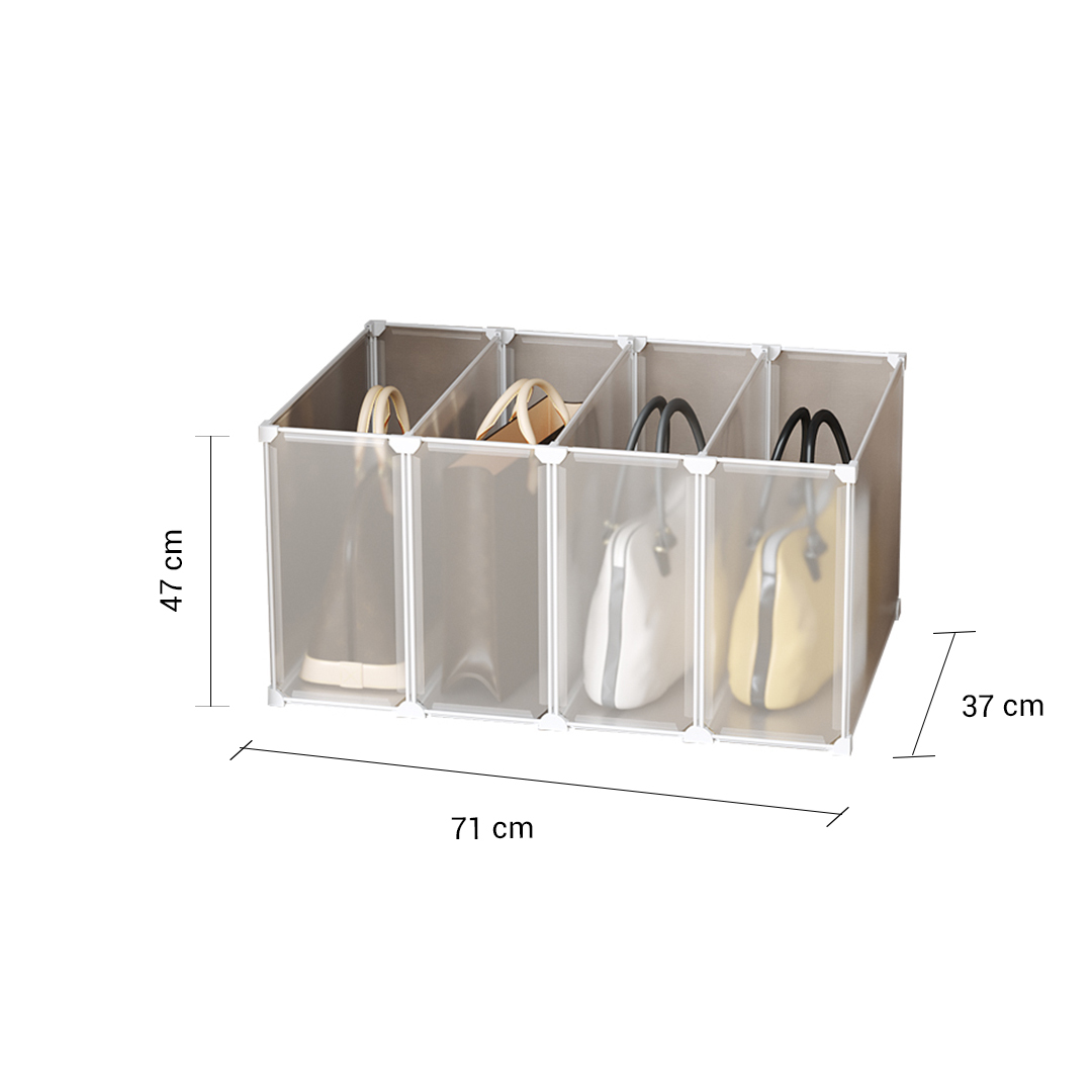 1 Tier Multifunctional PP Plastic Bag Box Portable Cubby DIY Storage Shelves Stackable Handbag Purse Organiser