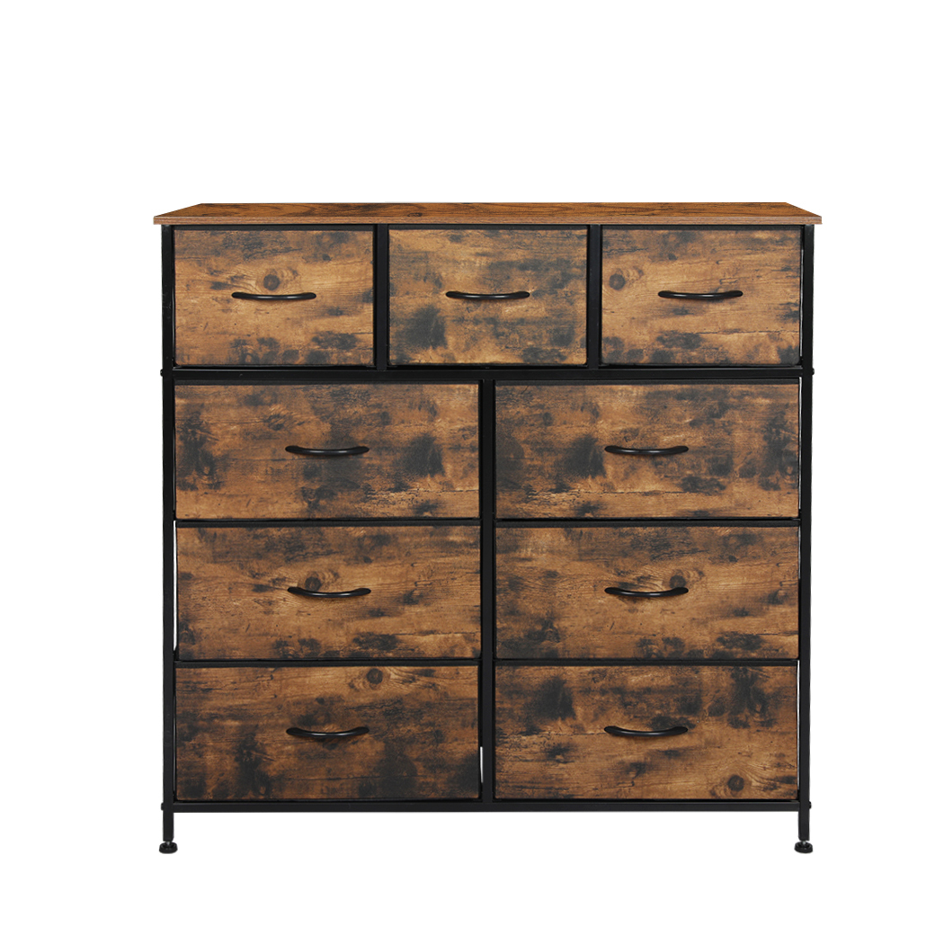 Storage Cabinet Tower Chest of Drawers Dresser Tallboy Drawer Retro Brown