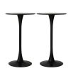 2x Bar Table Pub Tables Kitchen Marble Tulip Outdoor Round Metal Black