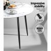 Dining Table Round Wooden Table With Marble Effect Metal Legs 110CM White