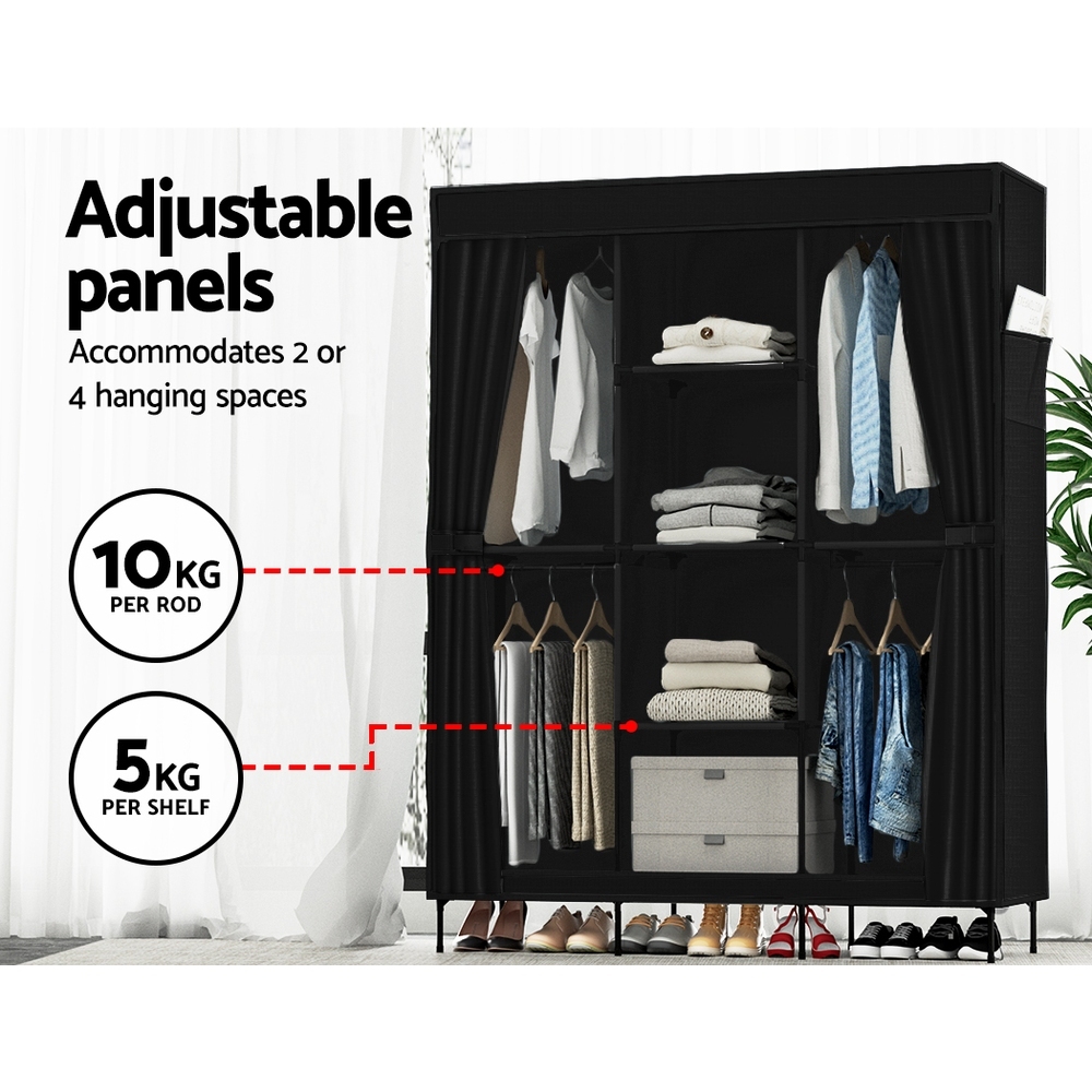 Clothes Wardrobe Closet Storage Large Portable Organiser with Shelf Black