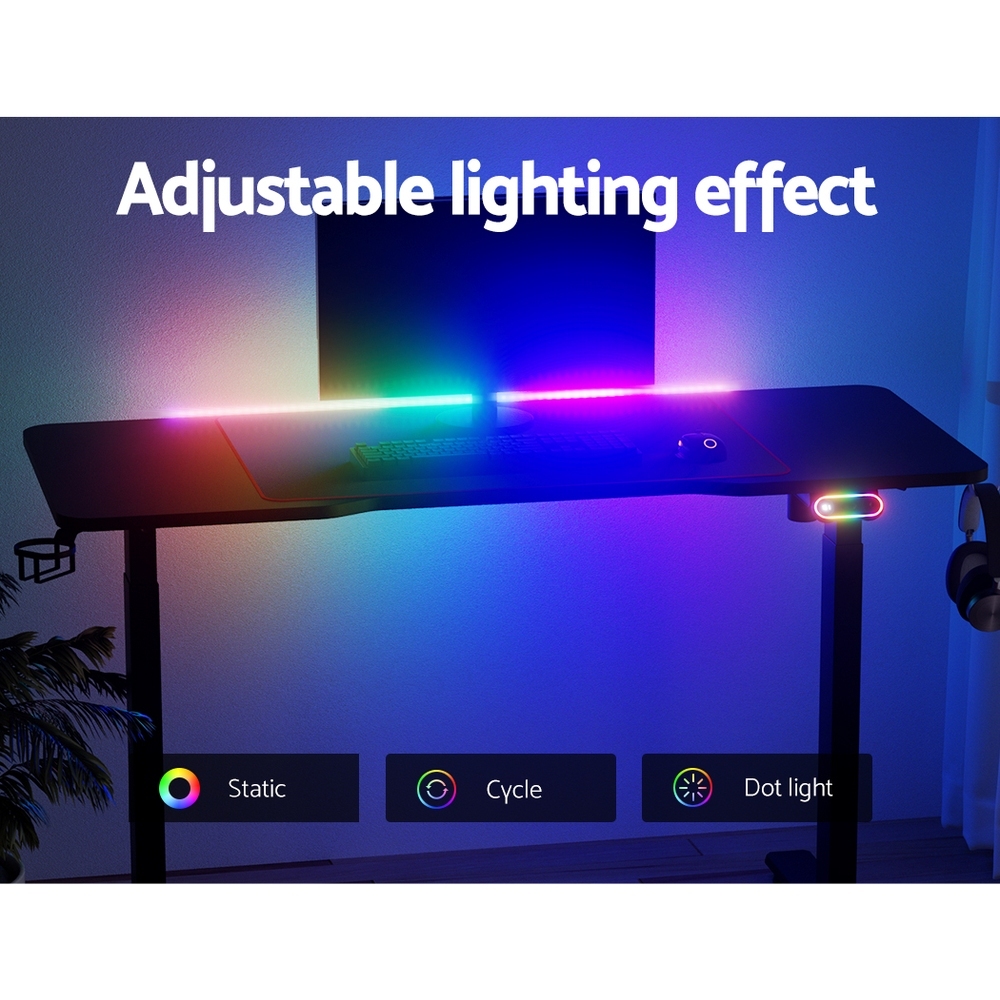 Electric Standing Desk Gaming Desks Sit Stand Table RGB Light Home Office