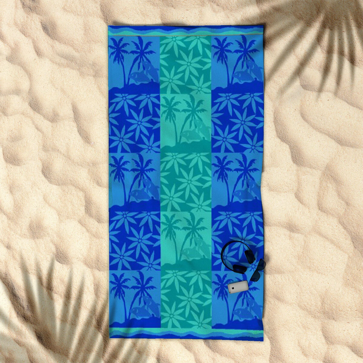 Rans Premium Cotton Jacquard Beach Towel Fish & Shell Blue