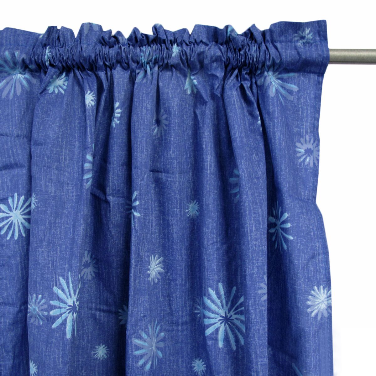 Pair of Polyester Cotton Rod Pocket Blue Daisy Curtains