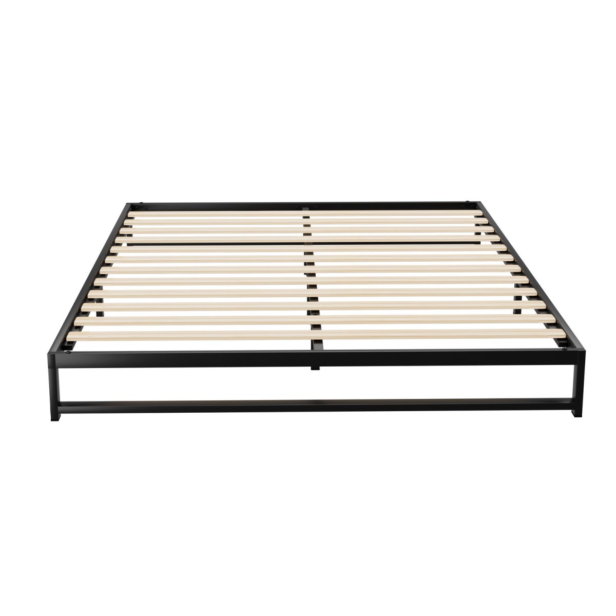 Metal Bed Frame Double Size Bed Base Mattress Platform Black BERU