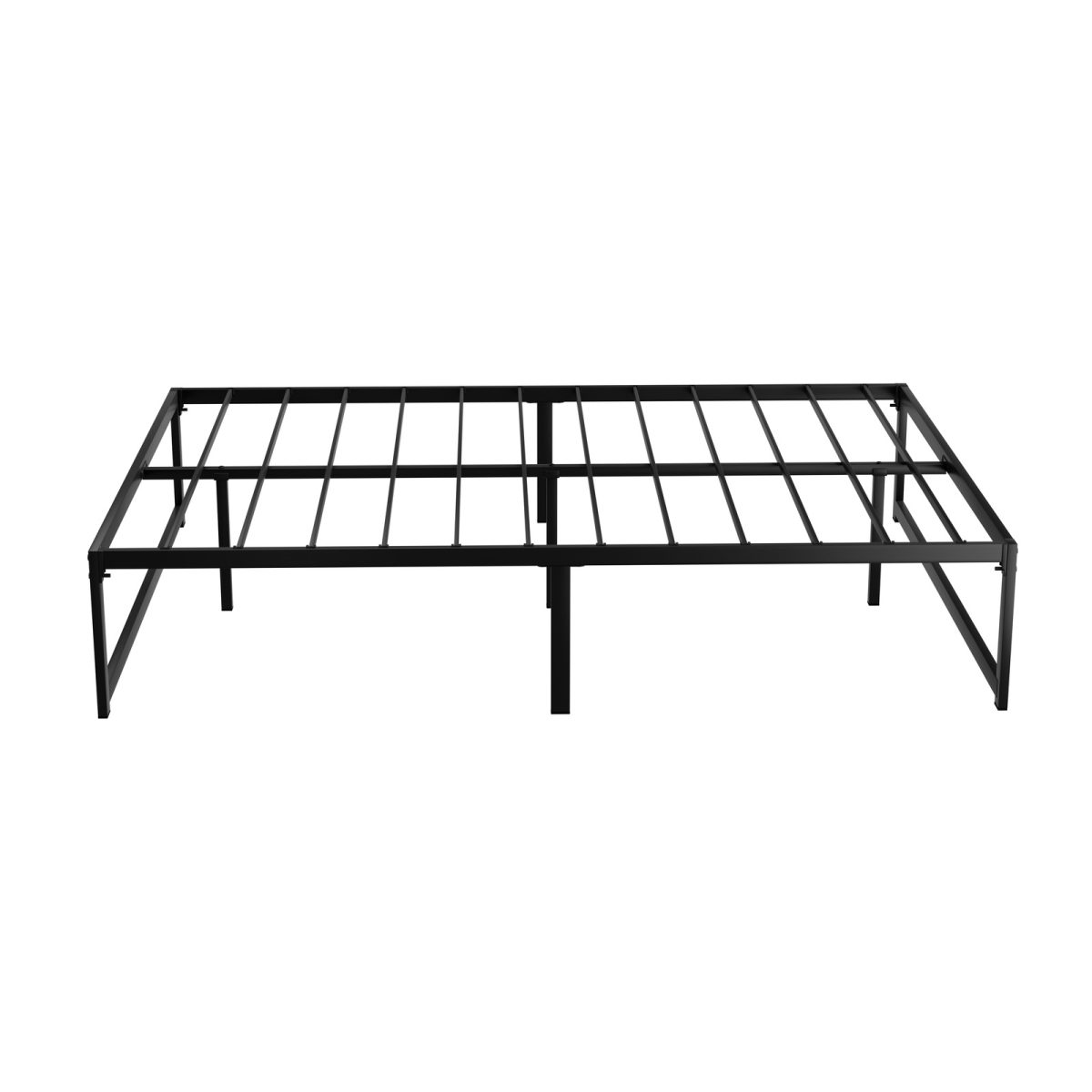 Bed Frame Metal Platform Double Size Bed Base Mattress Black TINO