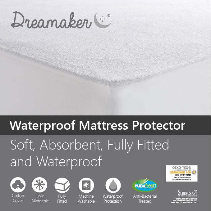 Dreamaker Waterproof Fitted Mattress Protector Single Bed
